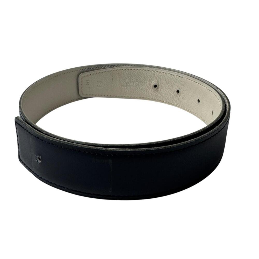 Hermes HERMES Belt #65 G Stamp Black White Replacement for Women